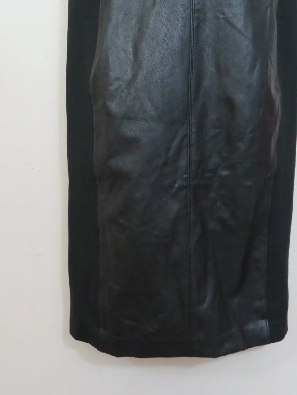 Spanx size Large Faux Leather Combo Dress Black Sheath Classic NEW